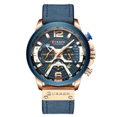 Menaful™ Men's Genuine Leather Belt Sport Six-Needle Quartz Watch